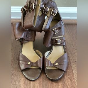 Brown Nine West wedge sandal